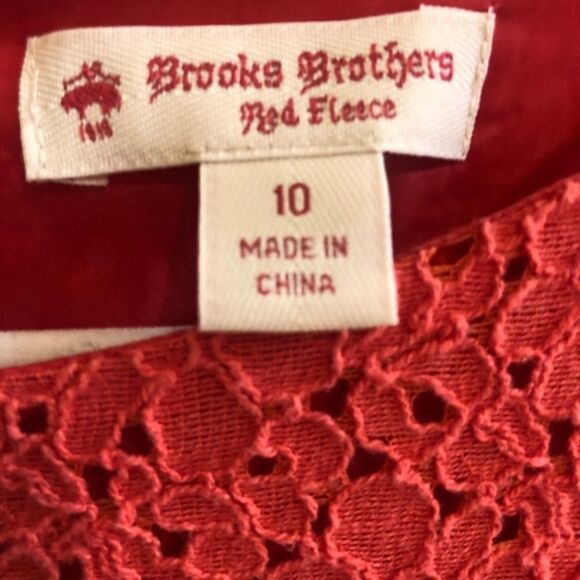 Brooks Brothers Red Fleece Cotton Eyelet Slip Dress Size 10‎ - Picture 3 of 6